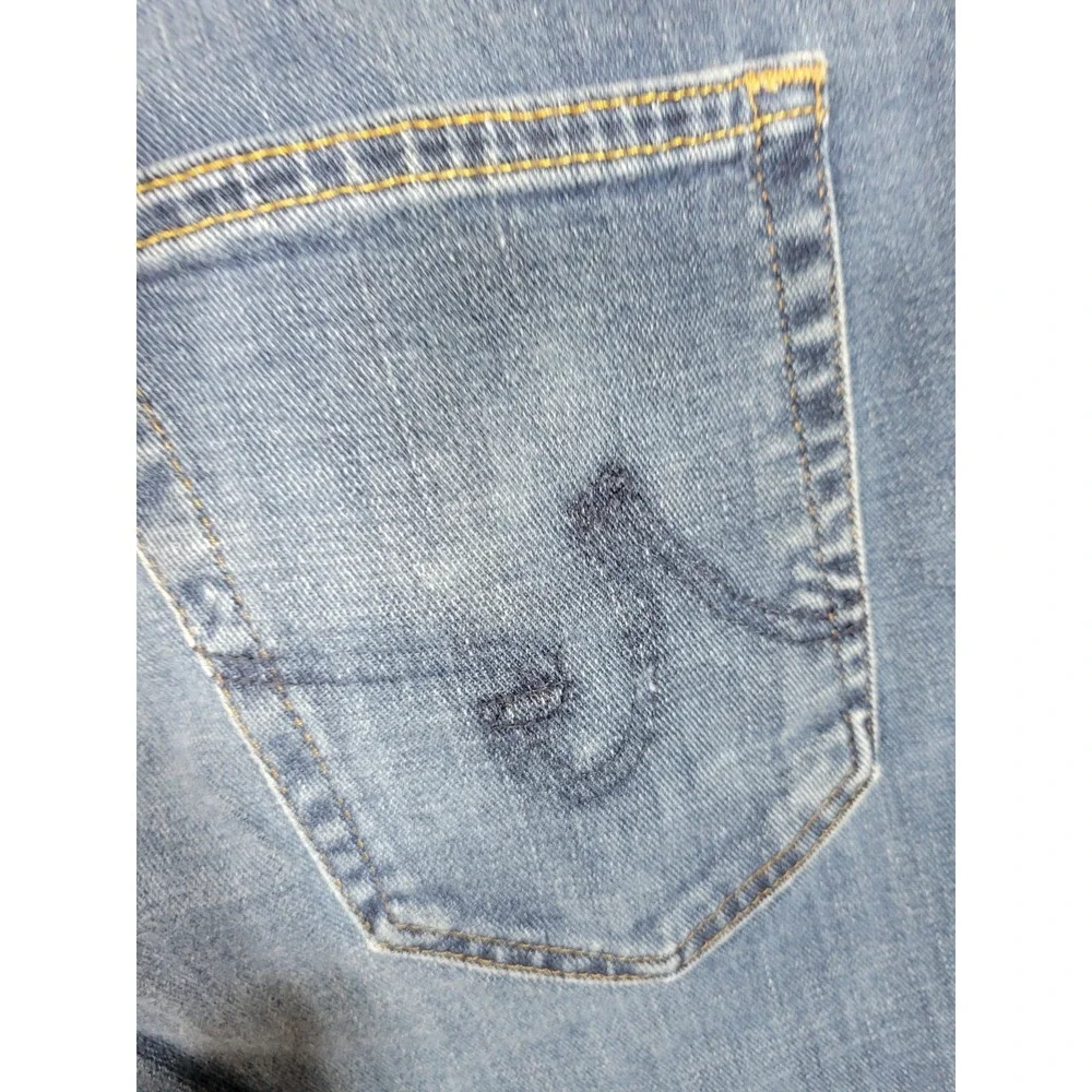 Adriano Goldschmied Slim Straight Jeans Mens Size 32x32 Blue Stretch Distressing